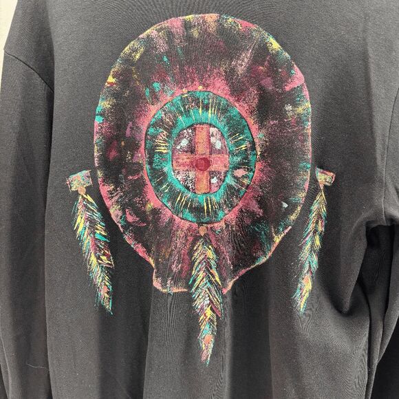 Eastern Mountain Sports Black Heavy Turtleneck Womens L Painted Dream Catcher - Picture 4 of 6